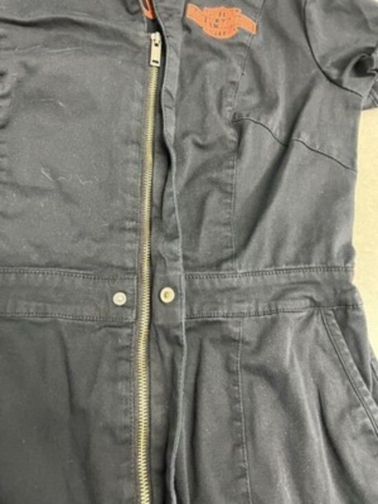 Harley-Davidson Black Workwear Romper Shorts Embroidered Logo Womens L Orange